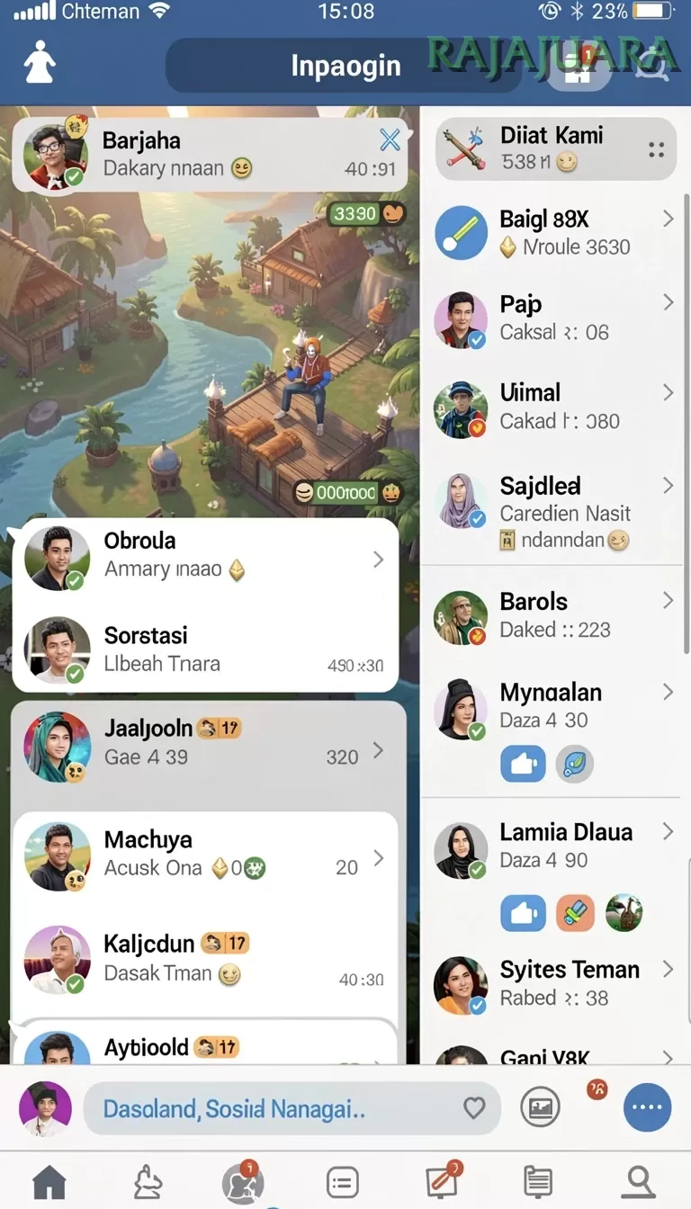 Cuplikan layar I8 LIVE — menu navigasi