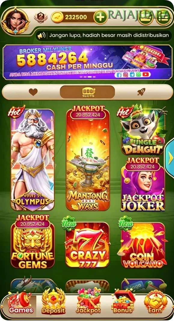 Cuplikan layar FAJARTOTO — menu navigasi